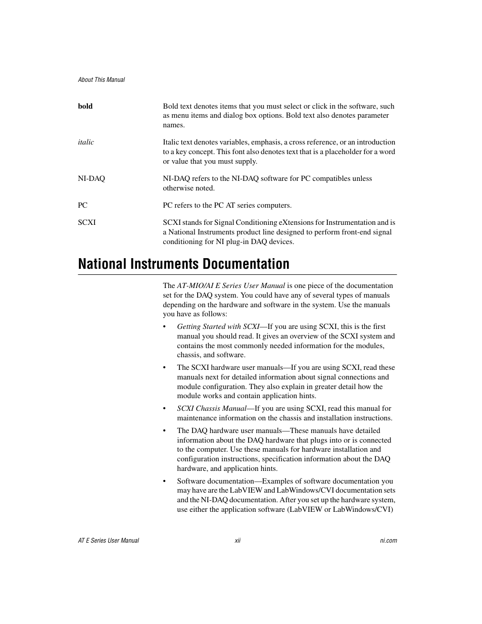 National instruments documentation | National Instruments AT E Series User Manual | Page 11 / 184