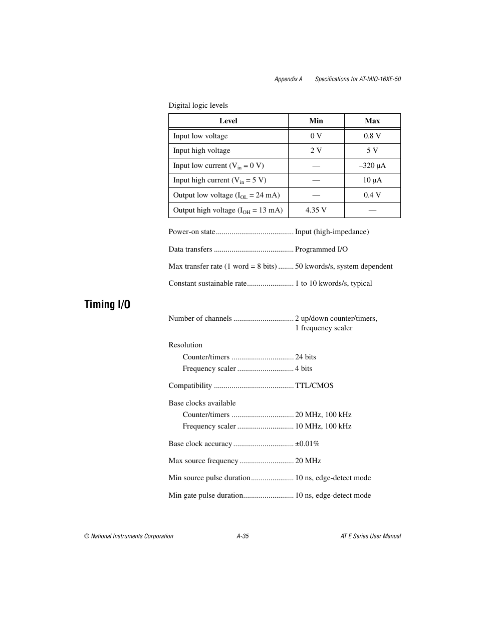 Timing i/o | National Instruments AT E Series User Manual | Page 140 / 184