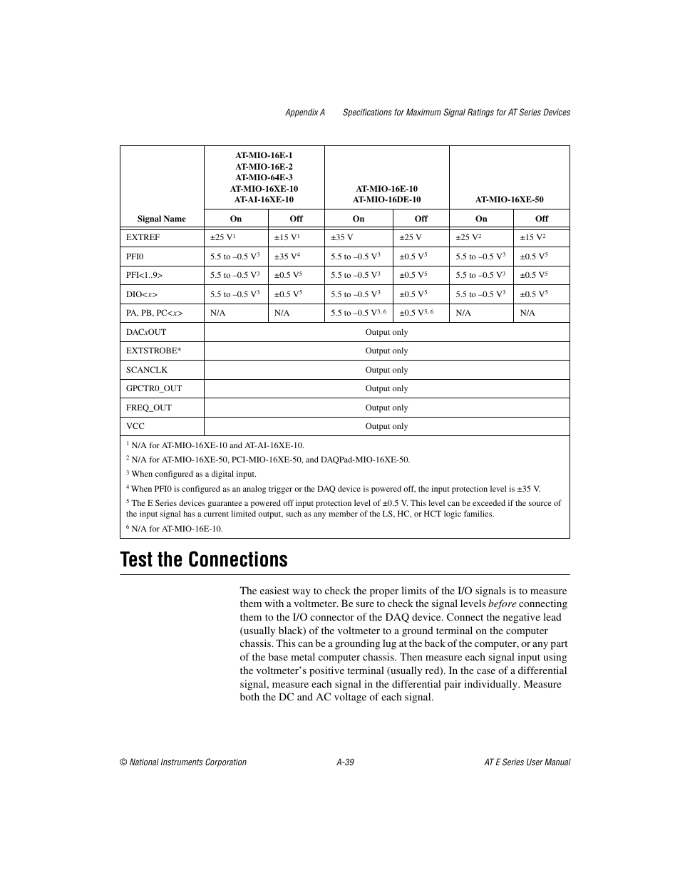 Test the connections | National Instruments AT E Series User Manual | Page 144 / 184