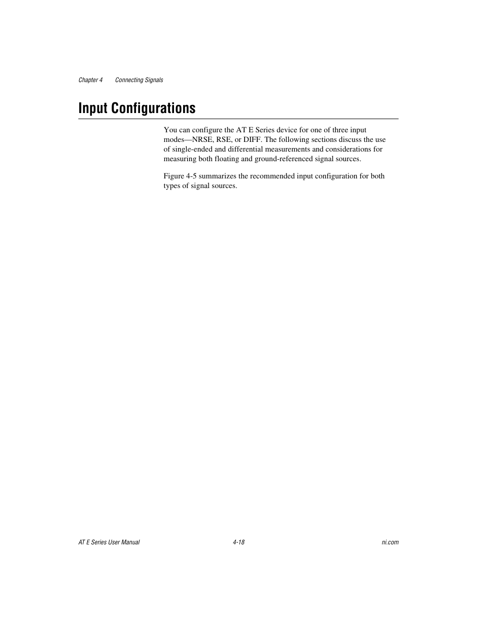 Input configurations, Input configurations -18 | National Instruments AT E Series User Manual | Page 65 / 184