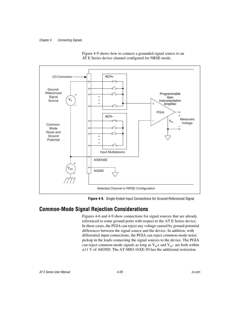 Common-mode signal rejection considerations, Common-mode signal rejection considerations -26 | National Instruments AT E Series User Manual | Page 73 / 184