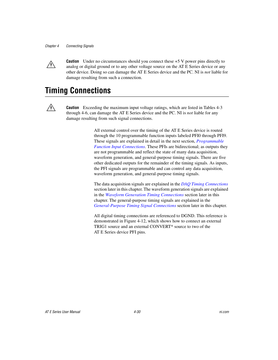 Timing connections, Timing connections -30 | National Instruments AT E Series User Manual | Page 77 / 184