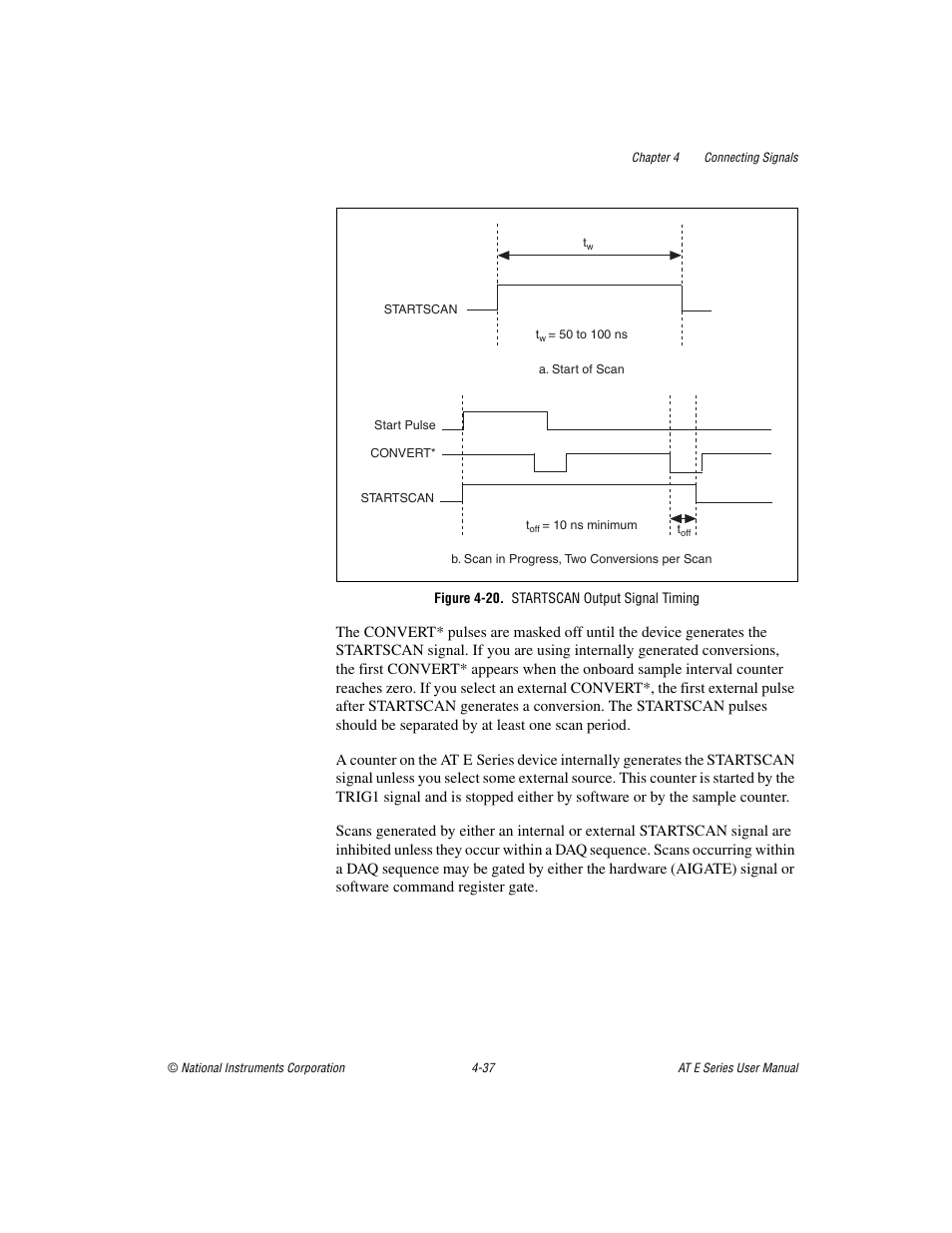 Figure 4-20. startscan output signal timing | National Instruments AT E Series User Manual | Page 84 / 184