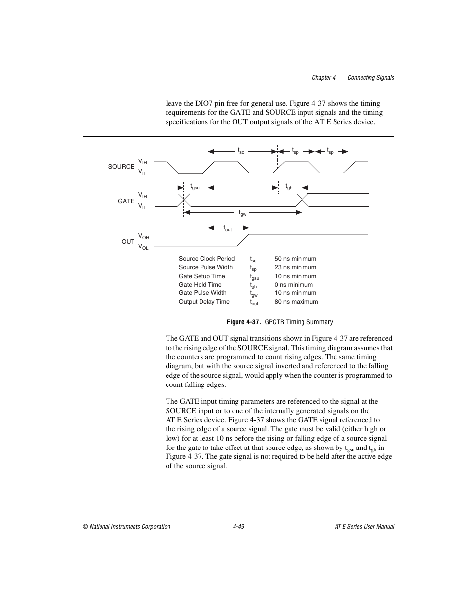 Figure 4-37. gpctr timing summary, And t | National Instruments AT E Series User Manual | Page 96 / 184