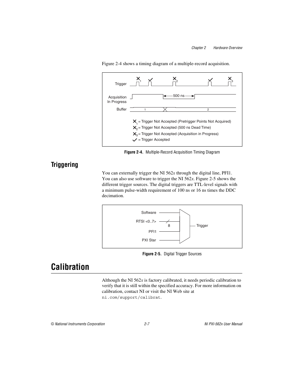 Triggering, Figure 2-5. digital trigger sources, Calibration | Triggering -7, Calibration -7 | National Instruments NI PXI-562X User Manual | Page 21 / 35