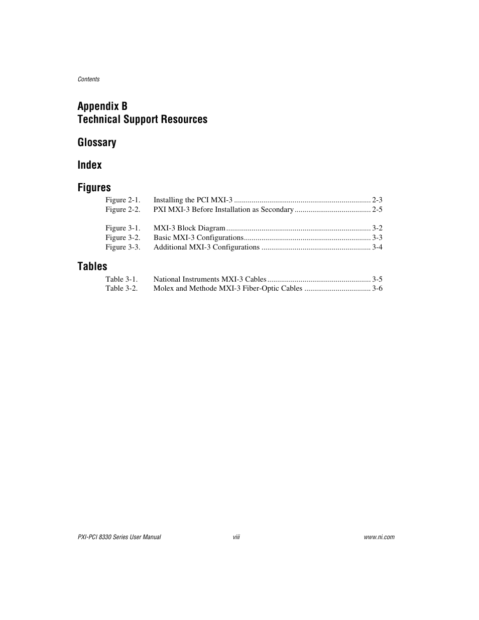 Figures, Tables | National Instruments 8330 Series User Manual | Page 7 / 30