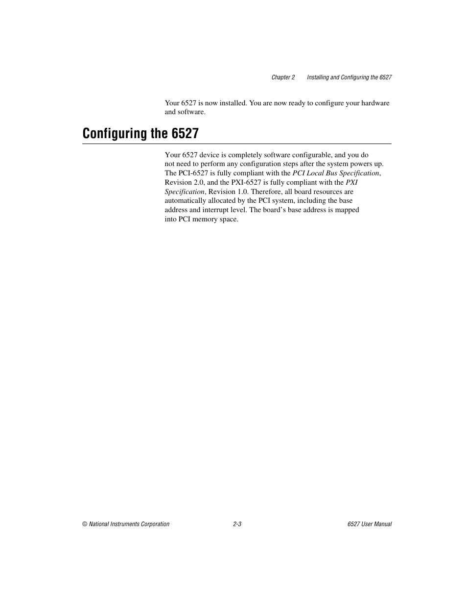 Configuring the 6527, Configuring the 6527 -3 | National Instruments 6527 User Manual | Page 16 / 47