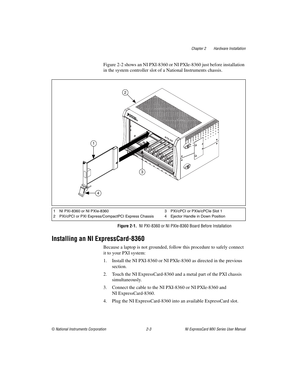 Installing an ni expresscard-8360, Installing an ni expresscard-8360 -3 | National Instruments NI PXIe-8360 User Manual | Page 14 / 40