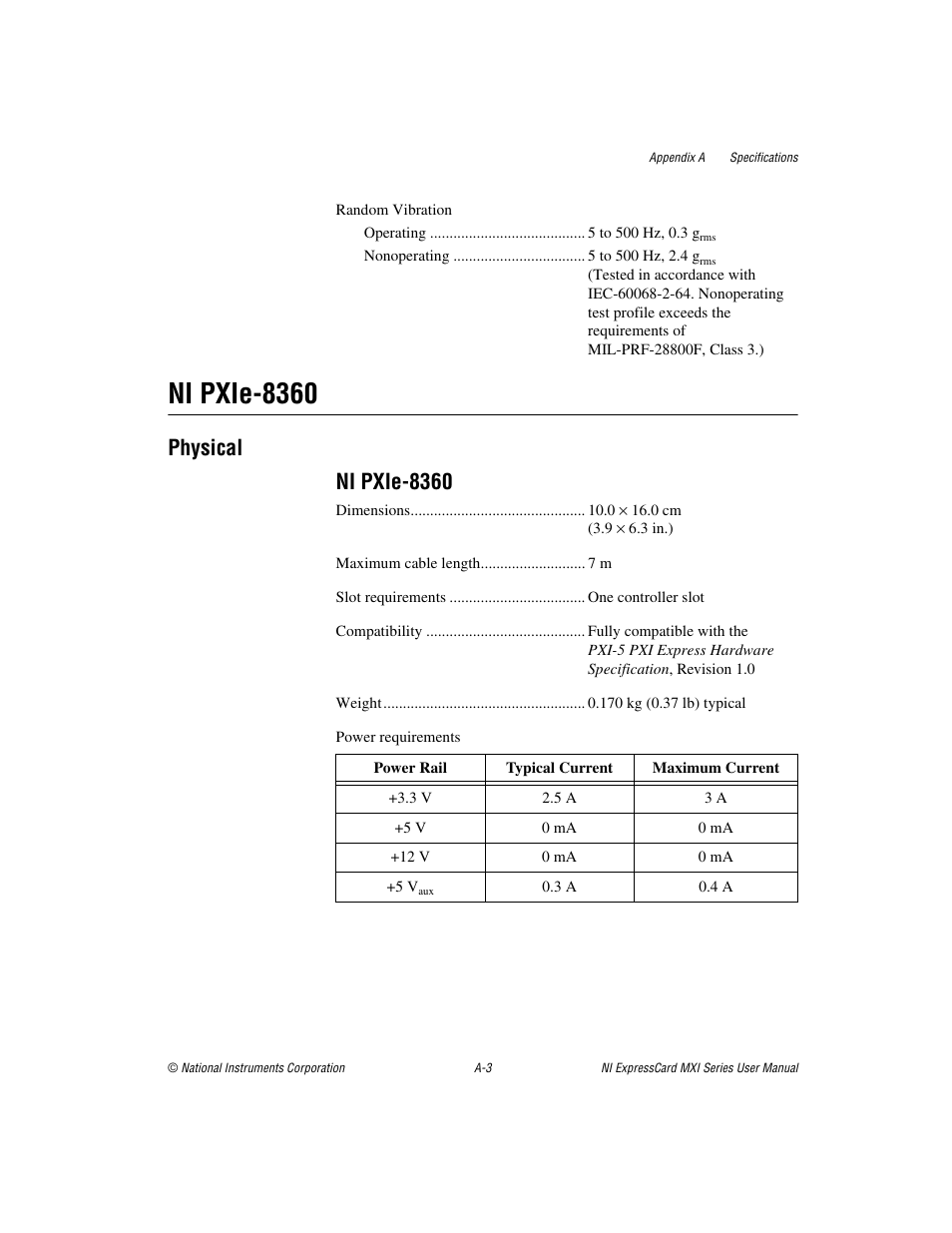 Ni pxie-8360, Physical ni pxie-8360 | National Instruments NI PXIe-8360 User Manual | Page 23 / 40