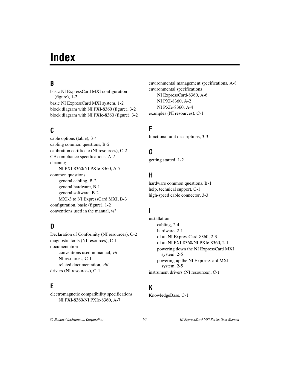 Index | National Instruments NI PXIe-8360 User Manual | Page 38 / 40