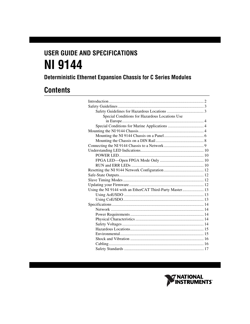 National Instruments Deterministic Ethernet Expansion Chassis NI 9144 User Manual | 65 pages