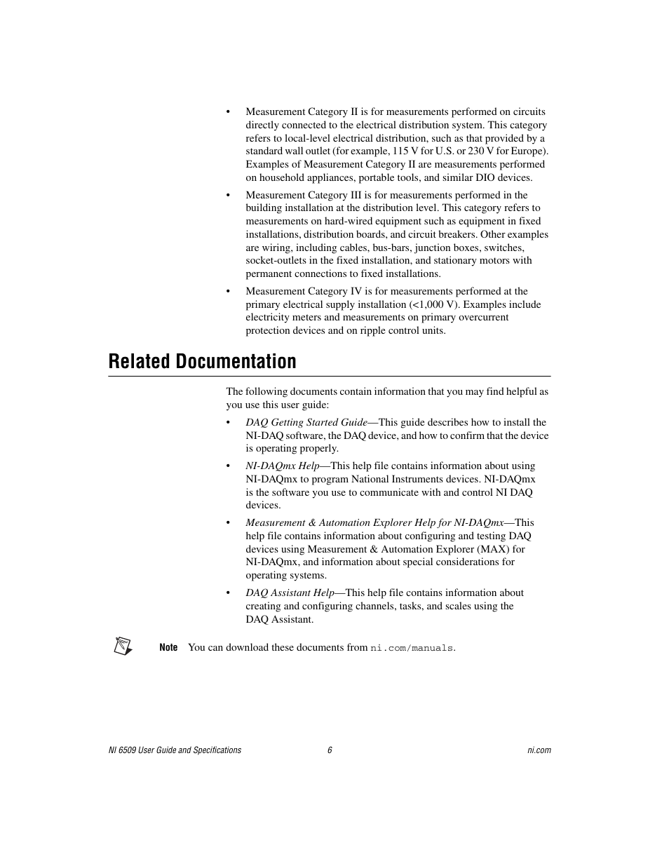 Related documentation | National Instruments NI 6509 User Manual | Page 6 / 23