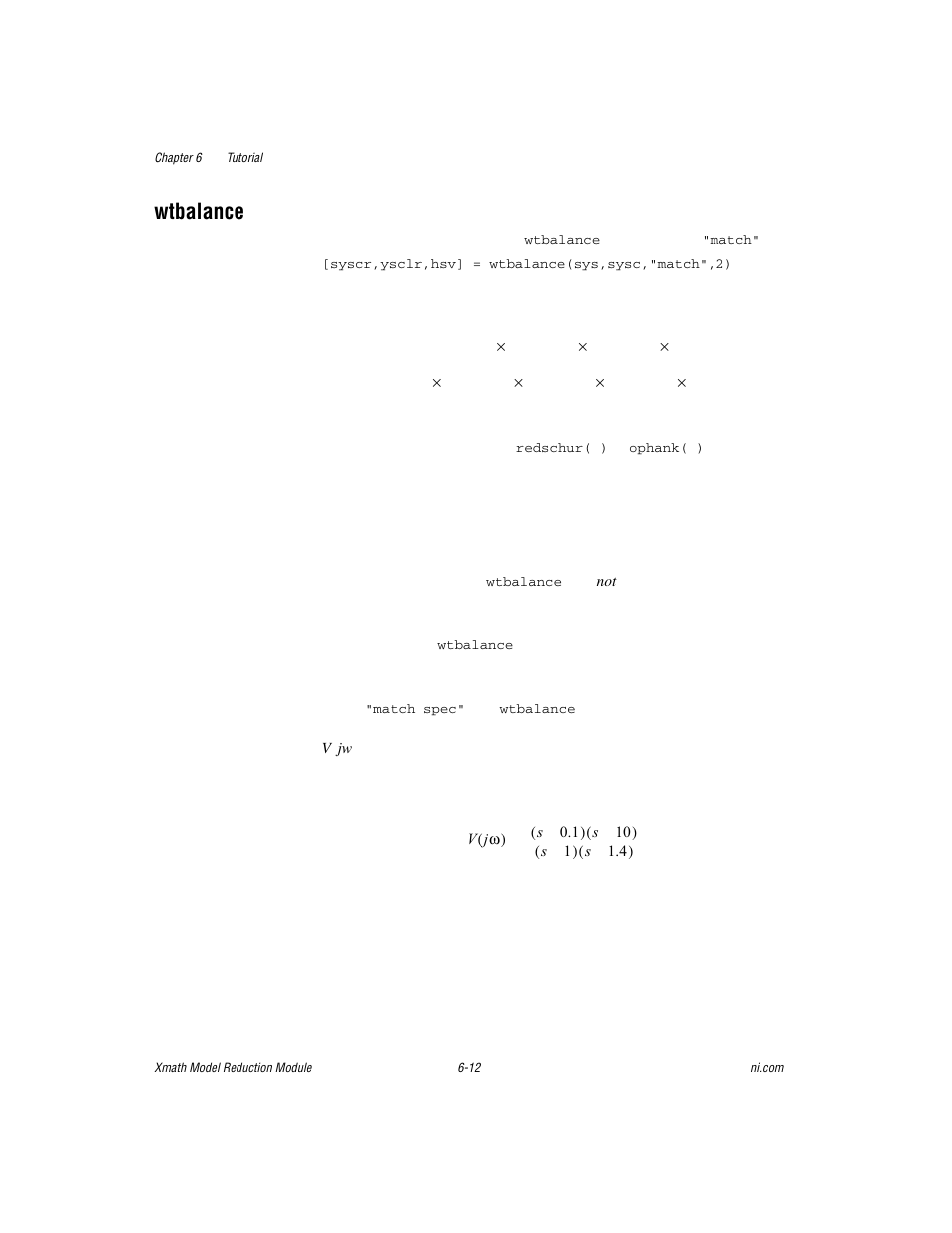 Wtbalance, Wtbalance -12 | National Instruments NI MATRIXx Xmath User Manual | Page 107 / 127