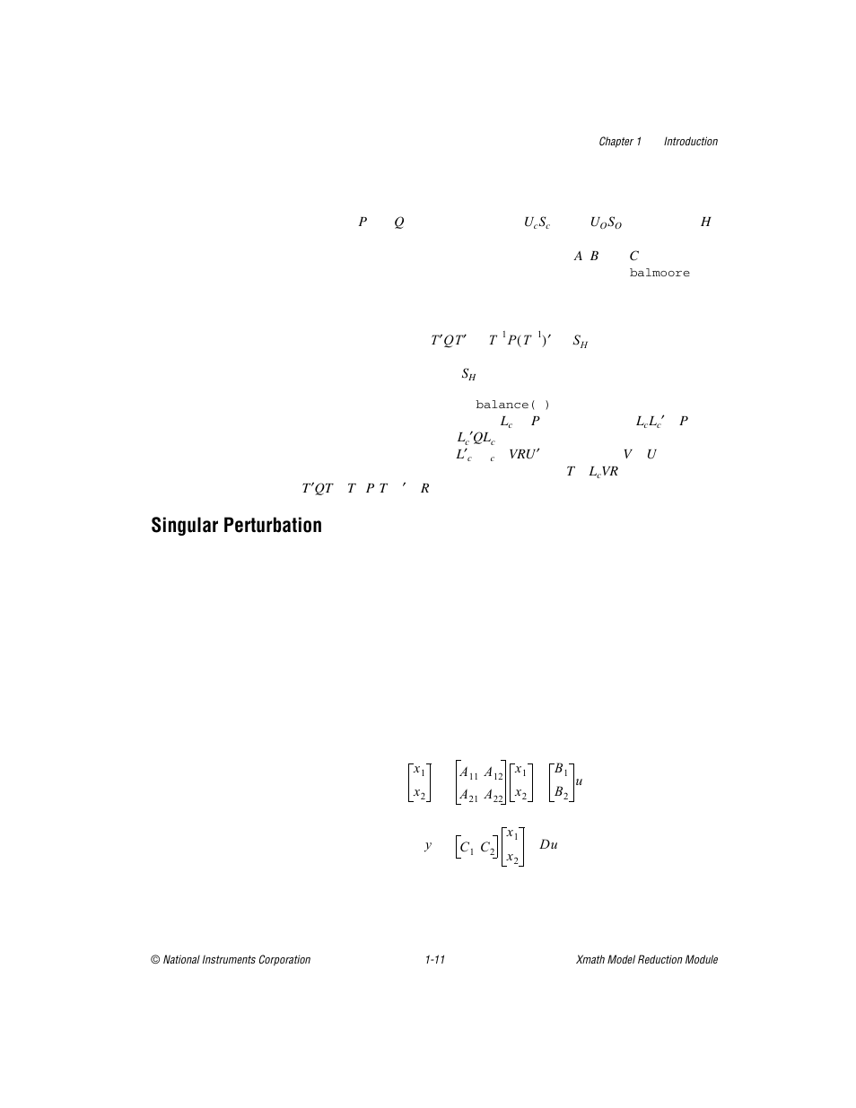 Singular perturbation, Singular perturbation -11 | National Instruments NI MATRIXx Xmath User Manual | Page 18 / 127