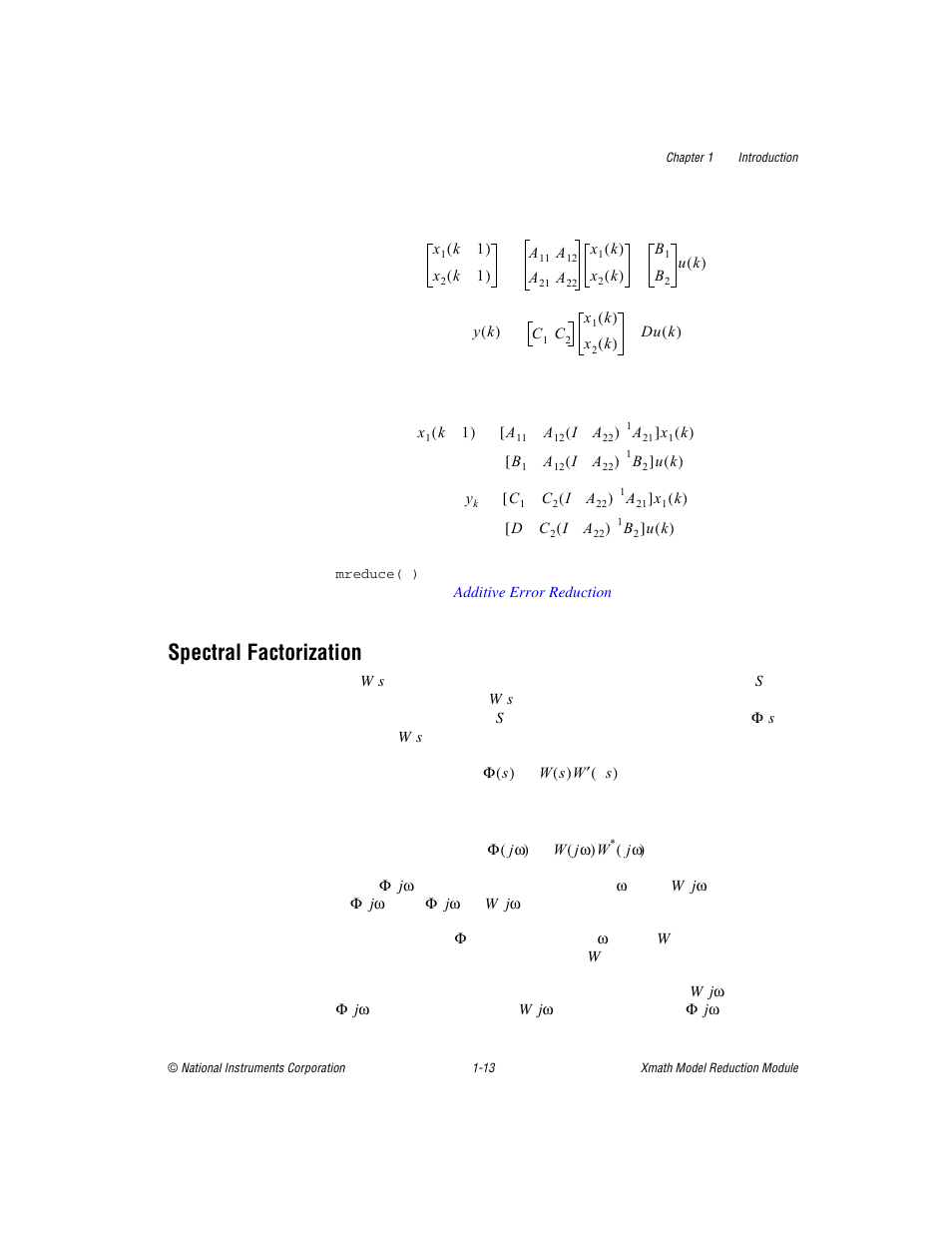 Spectral factorization, Spectral factorization -13 | National Instruments NI MATRIXx Xmath User Manual | Page 20 / 127