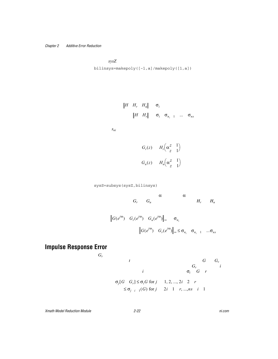 Impulse response error, Impulse response error -22 | National Instruments NI MATRIXx Xmath User Manual | Page 45 / 127