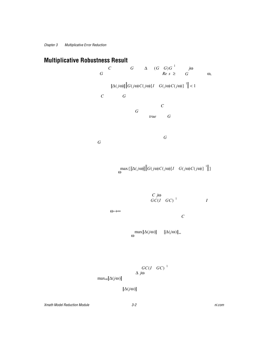 Multiplicative robustness result, Multiplicative robustness result -2 | National Instruments NI MATRIXx Xmath User Manual | Page 48 / 127