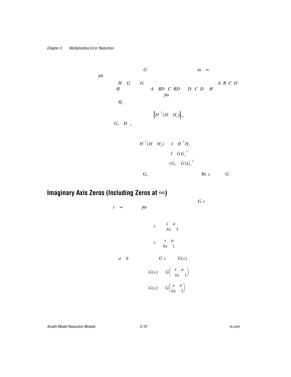 Imaginary axis zeros (including zeros at ∞), Imaginary axis zeros (including zeros at | National Instruments NI MATRIXx Xmath User Manual | Page 56 / 127