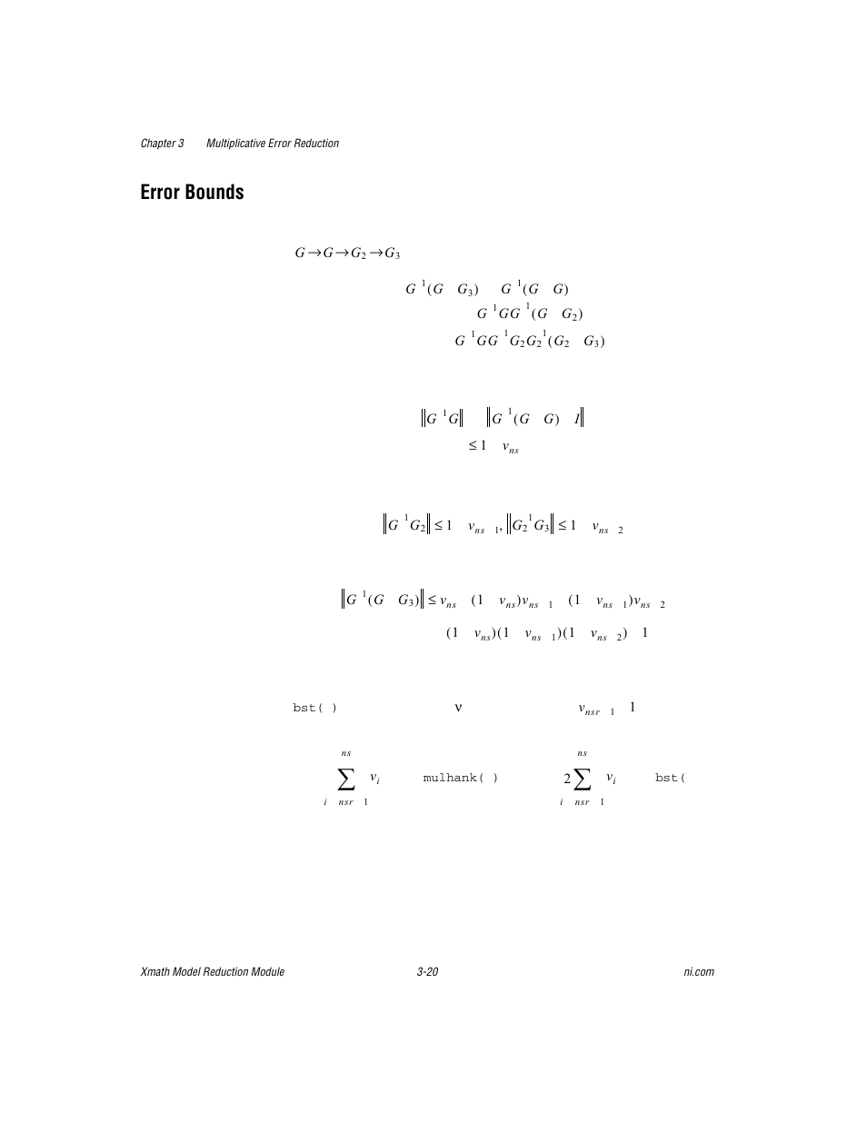 Error bounds, Error bounds -20 | National Instruments NI MATRIXx Xmath User Manual | Page 66 / 127