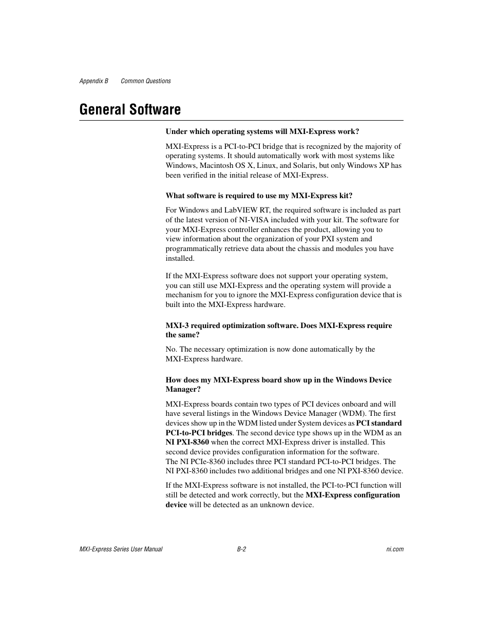 General software | National Instruments NI PCIe-8360 User Manual | Page 27 / 36