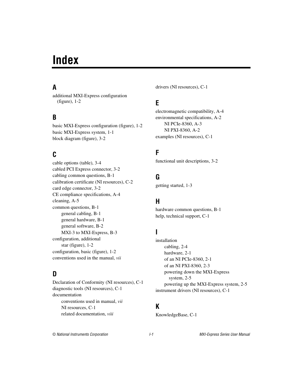Index | National Instruments NI PCIe-8360 User Manual | Page 34 / 36