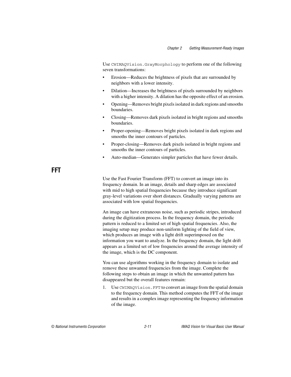Fft -11 | National Instruments IMAQTM User Manual | Page 28 / 121