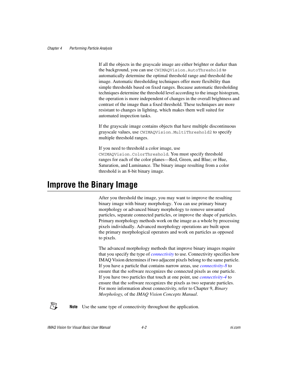 Improve the binary image, Improve the binary image -2 | National Instruments IMAQTM User Manual | Page 44 / 121