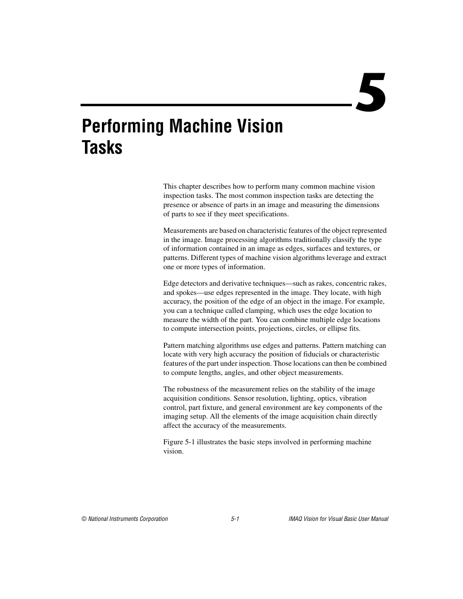 Chapter 5 performing machine vision tasks, Performing machine vision tasks, Apter 5 | Performing machine, Vision tasks | National Instruments IMAQTM User Manual | Page 53 / 121