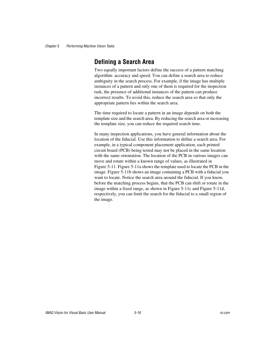 Defining a search area, Defining a search area -16 | National Instruments IMAQTM User Manual | Page 68 / 121