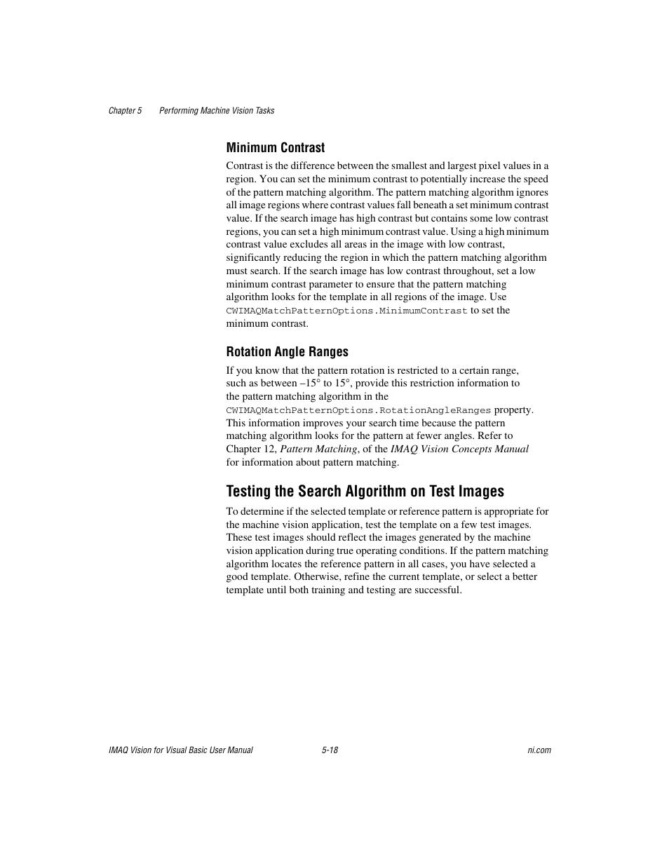 Testing the search algorithm on test images, Testing the search algorithm on test images -18 | National Instruments IMAQTM User Manual | Page 70 / 121