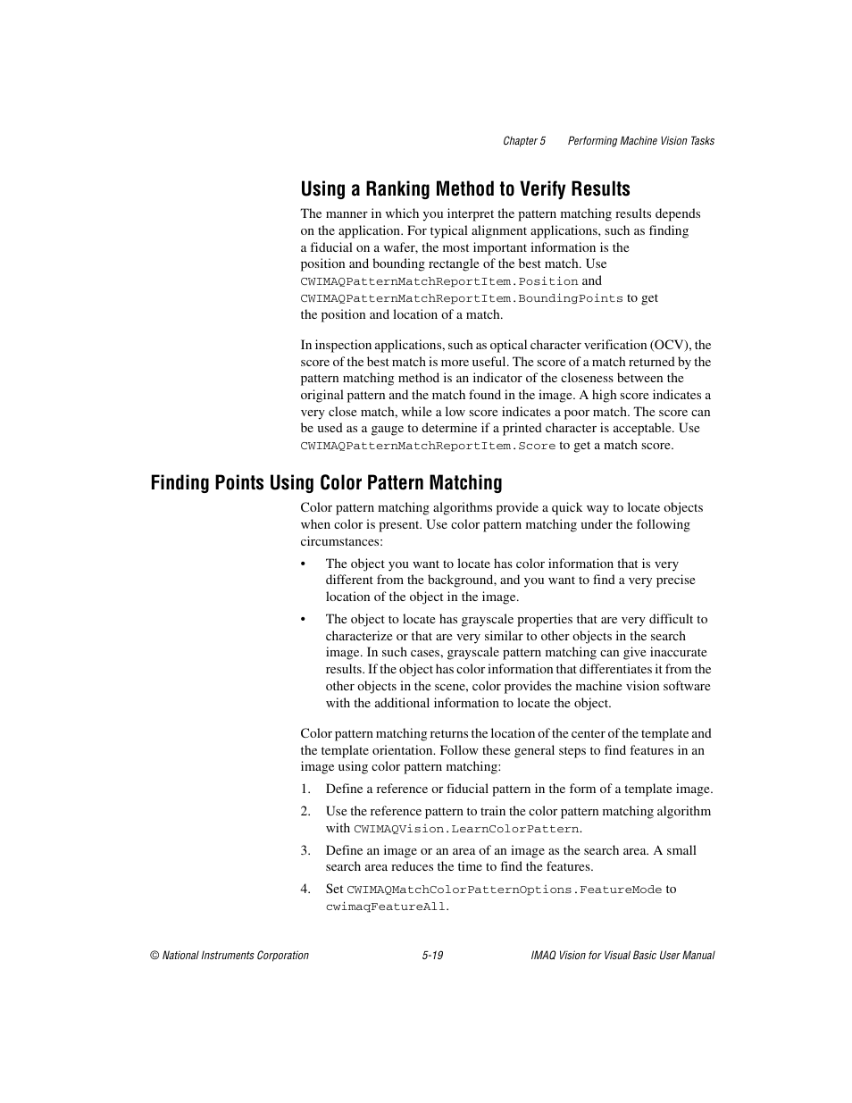 Using a ranking method to verify results, Finding points using color pattern matching, Using a ranking method to verify results -19 | Finding points using color pattern matching -19 | National Instruments IMAQTM User Manual | Page 71 / 121