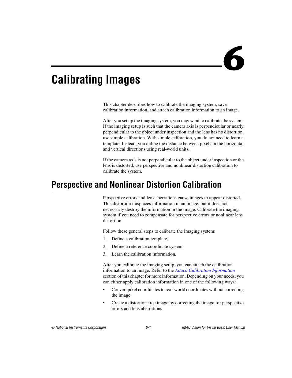 Chapter 6 calibrating images, Perspective and nonlinear distortion calibration, Ter 6 | Calibrating, Images, Calibrating images | National Instruments IMAQTM User Manual | Page 86 / 121
