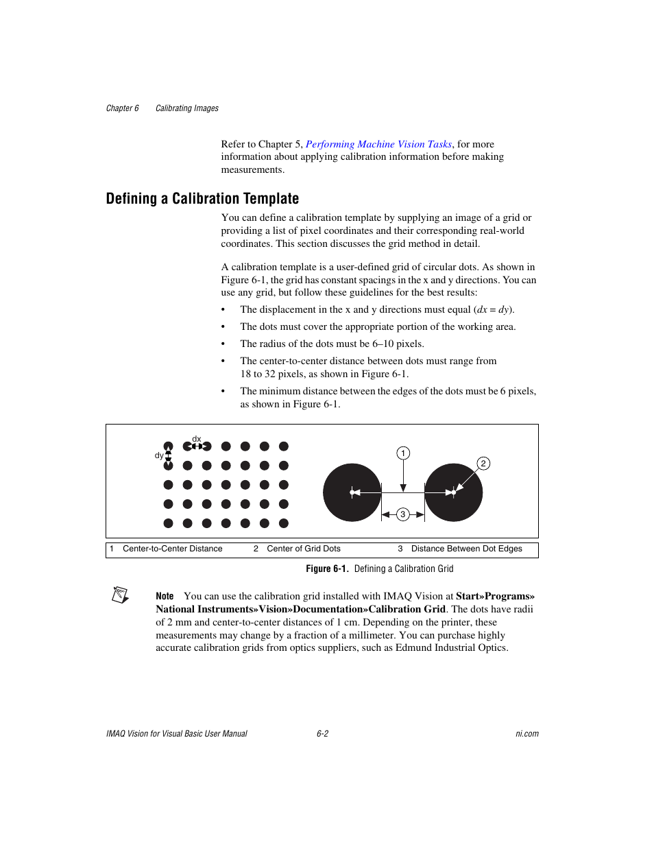 Defining a calibration template, Figure 6-1. defining a calibration grid, Defining a calibration template -2 | National Instruments IMAQTM User Manual | Page 87 / 121
