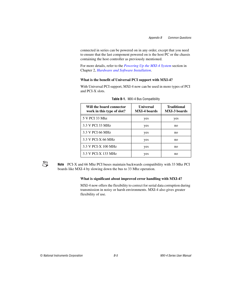 Table b-1. mxi-4 bus compatibility | National Instruments PCI-8331 User Manual | Page 36 / 43