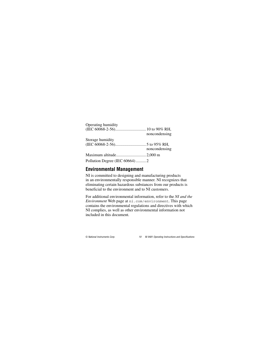 Environmental management | National Instruments NI 9481 User Manual | Page 19 / 23