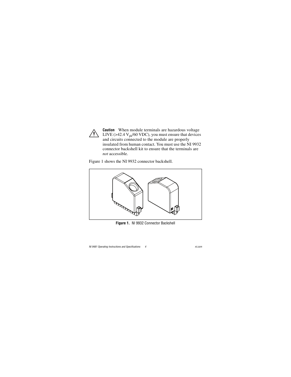 Figure 1. ni 9932 connector backshell | National Instruments NI 9481 User Manual | Page 4 / 23