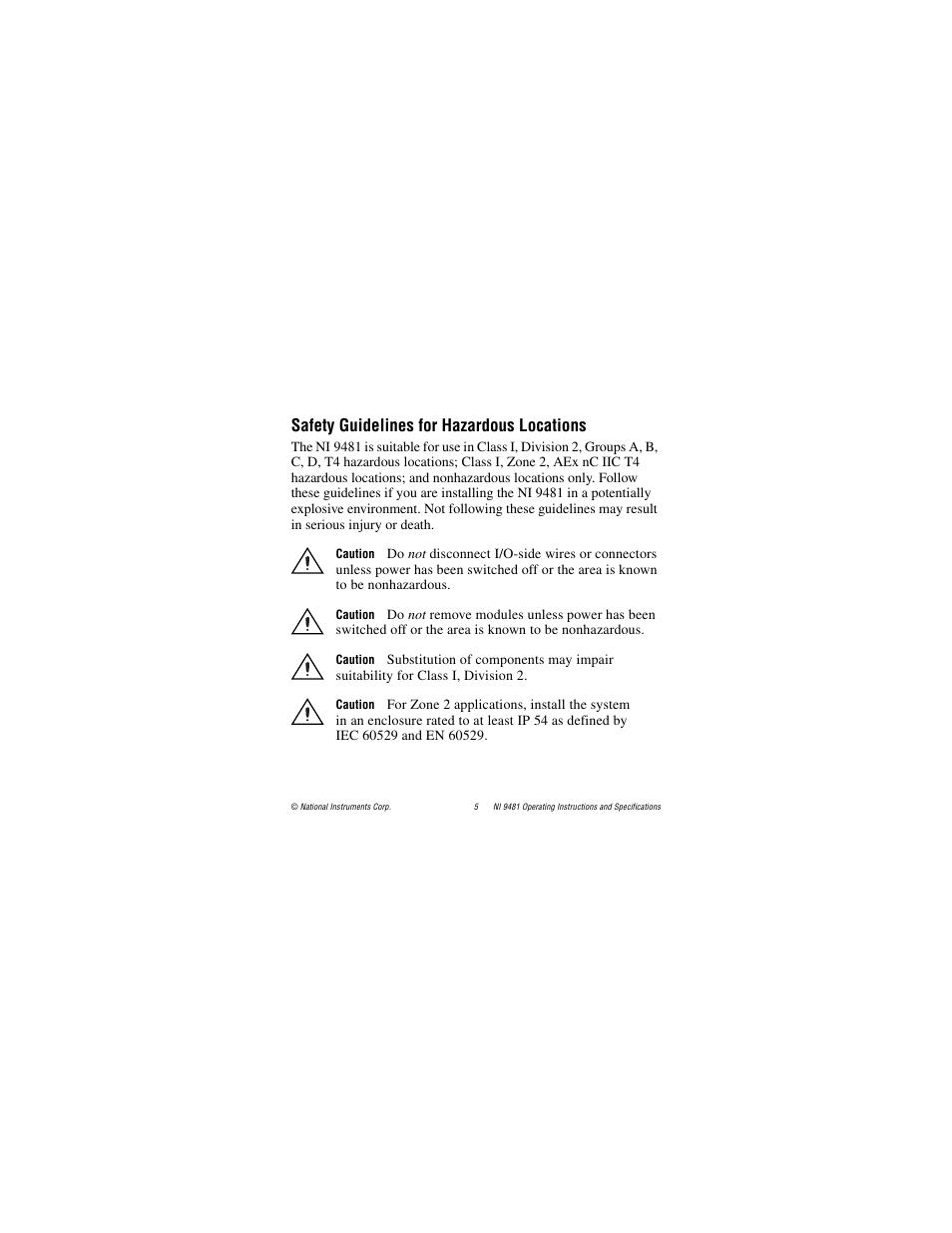 Safety guidelines for hazardous locations | National Instruments NI 9481 User Manual | Page 5 / 23