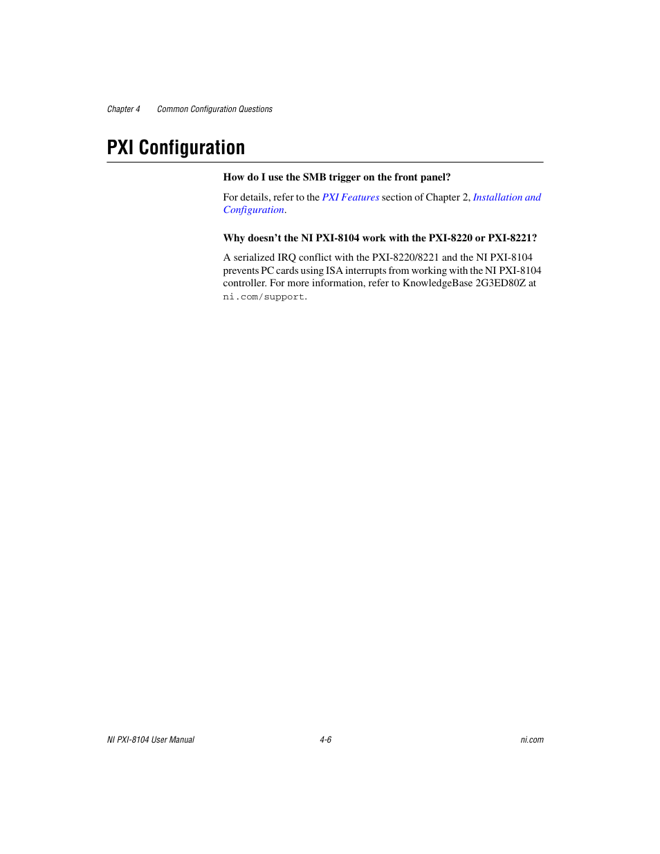 Pxi configuration, Pxi configuration -6 | National Instruments NI PXI-8104 User Manual | Page 47 / 69