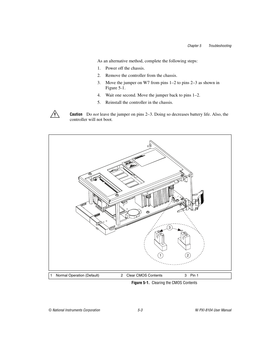 Figure 5-1. clearing the cmos contents | National Instruments NI PXI-8104 User Manual | Page 50 / 69