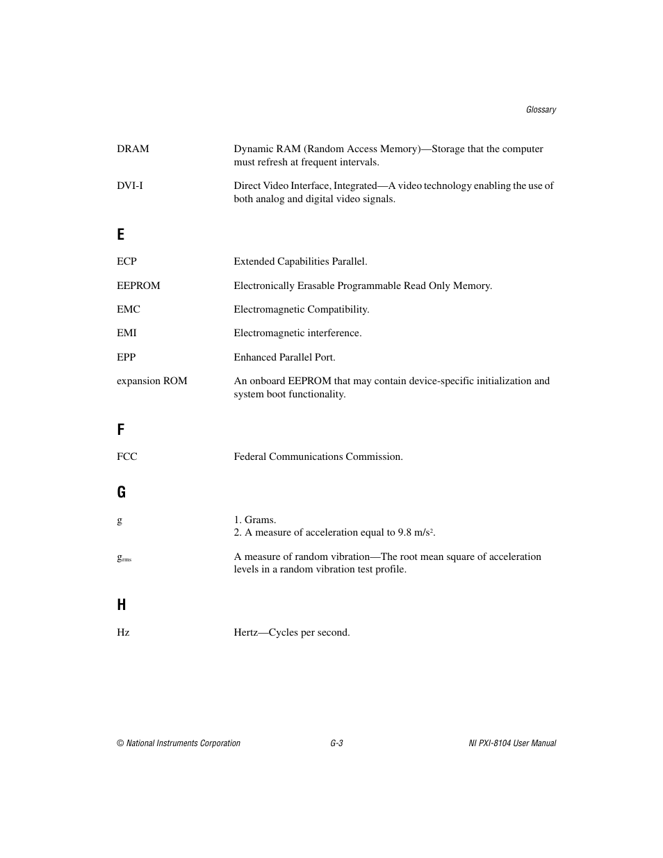 E - h | National Instruments NI PXI-8104 User Manual | Page 60 / 69