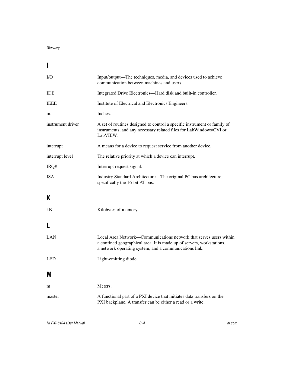 I - m | National Instruments NI PXI-8104 User Manual | Page 61 / 69