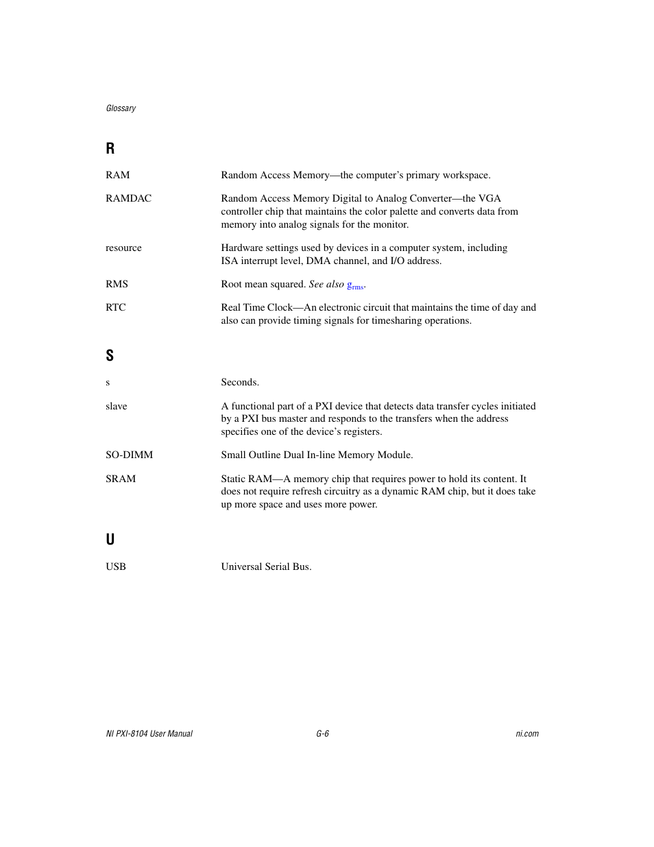 R - u | National Instruments NI PXI-8104 User Manual | Page 63 / 69