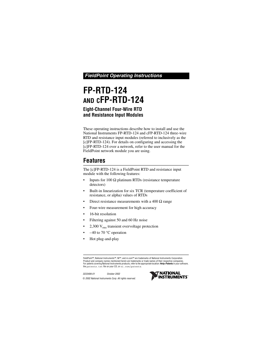 National Instruments cFP-RTD-124 User Manual | 15 pages