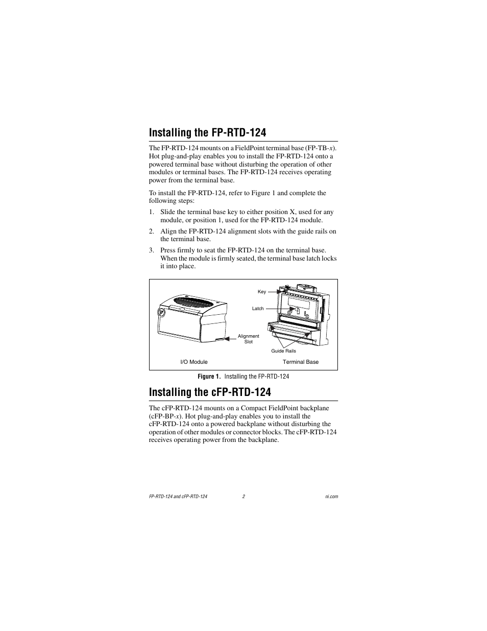 Installing the fp-rtd-124, Figure 1. installing the fp-rtd-124, Installing the cfp-rtd-124 | National Instruments cFP-RTD-124 User Manual | Page 2 / 15