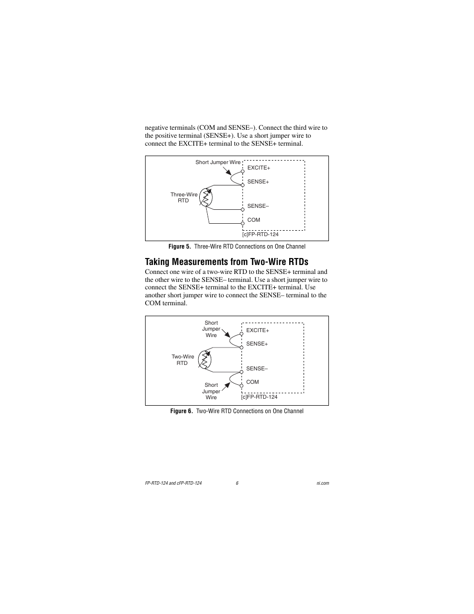 Taking measurements from two-wire rtds, Figure 6. two-wire rtd connections on one channel | National Instruments cFP-RTD-124 User Manual | Page 6 / 15