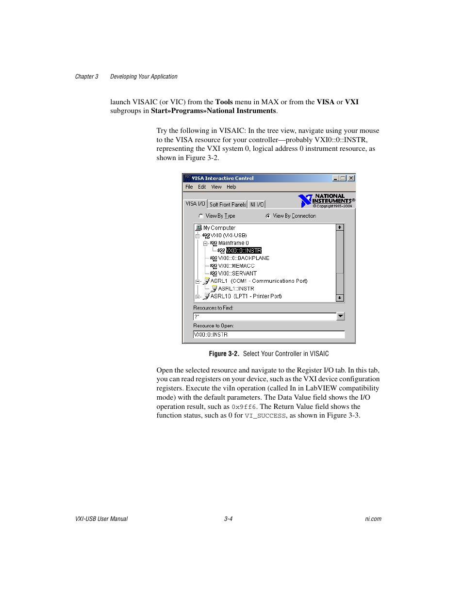 Figure 3-2. select your controller in visaic | National Instruments VXI-USB User Manual | Page 23 / 61