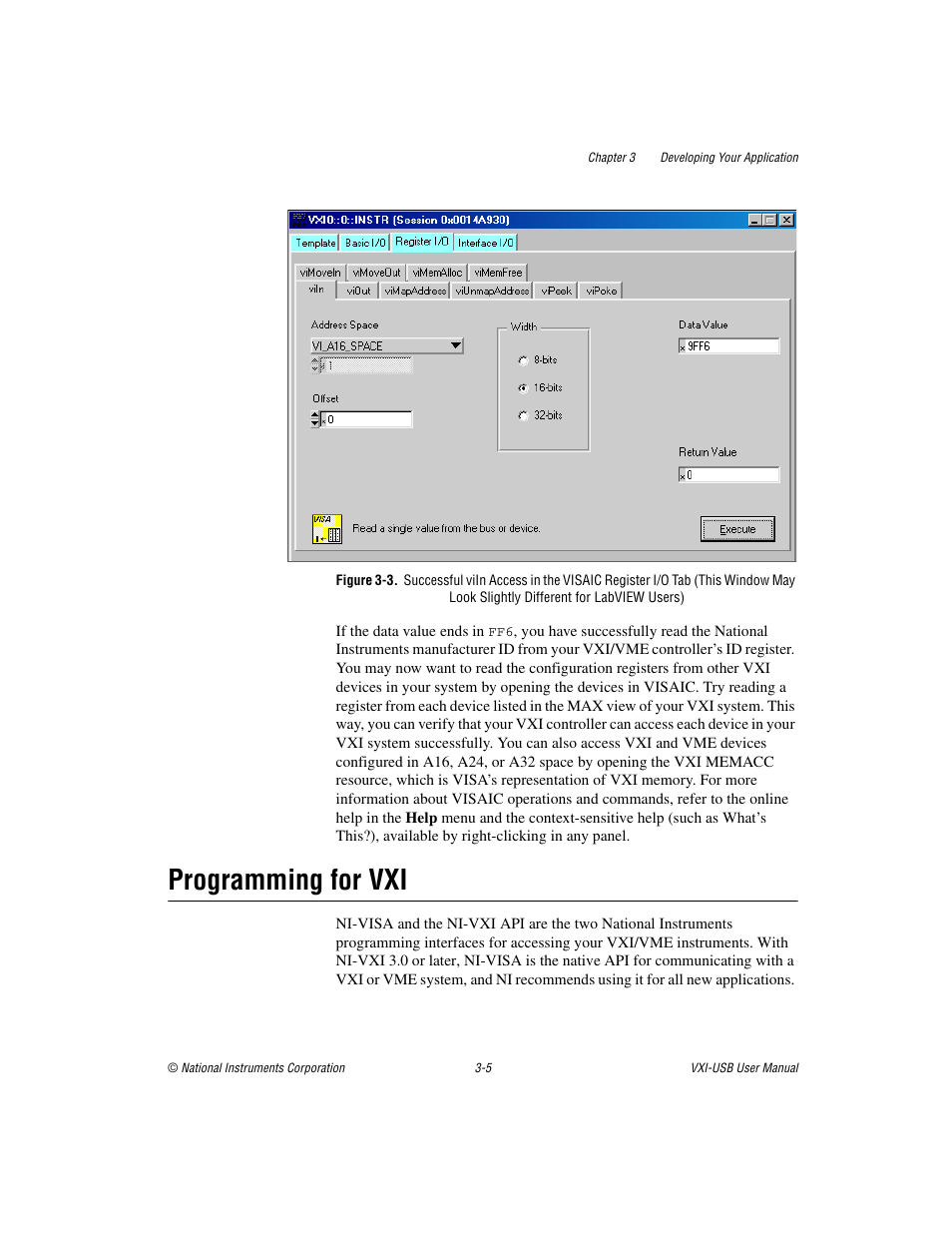 Programming for vxi, Programming for vxi -5 | National Instruments VXI-USB User Manual | Page 24 / 61