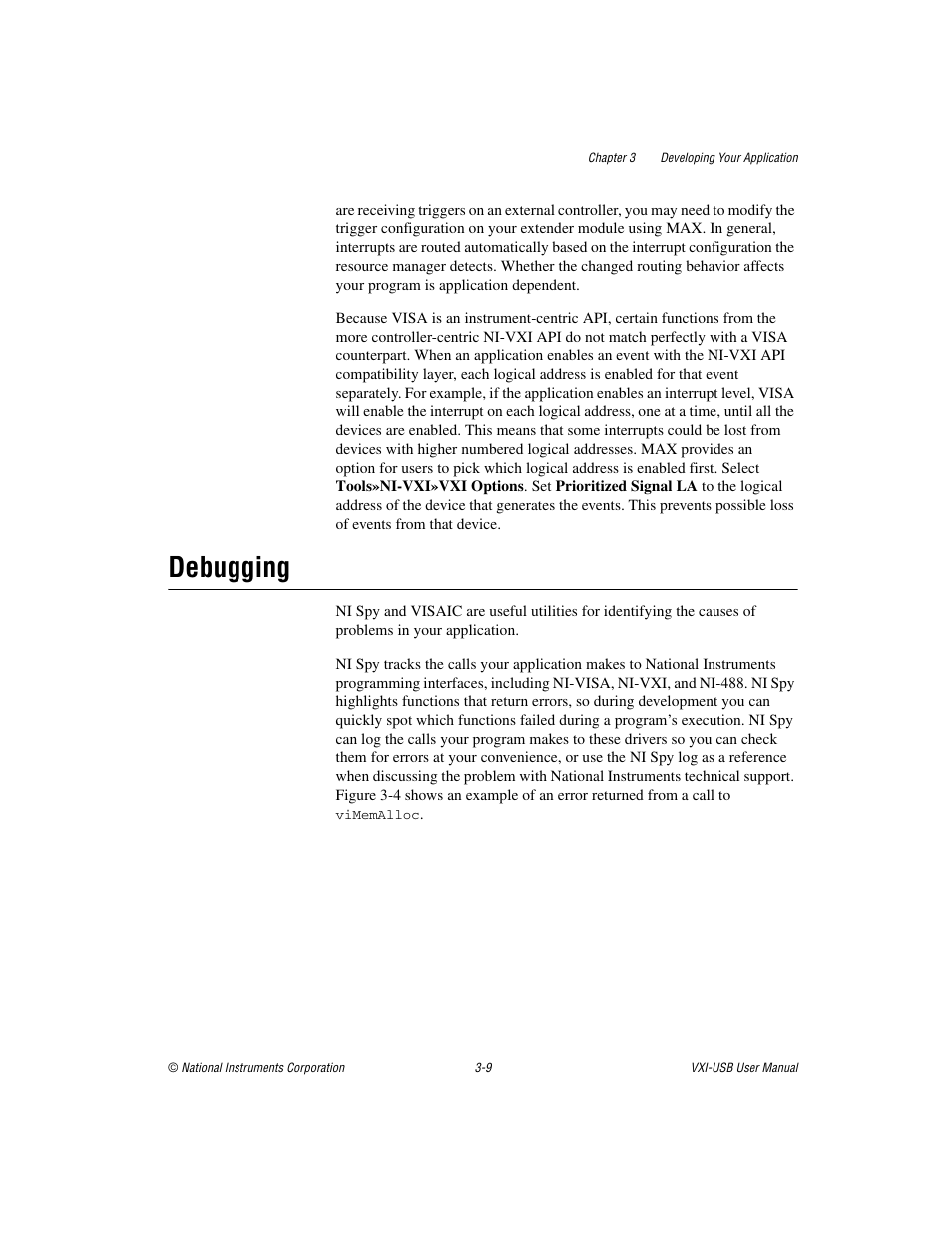 Debugging, Debugging -9 | National Instruments VXI-USB User Manual | Page 28 / 61