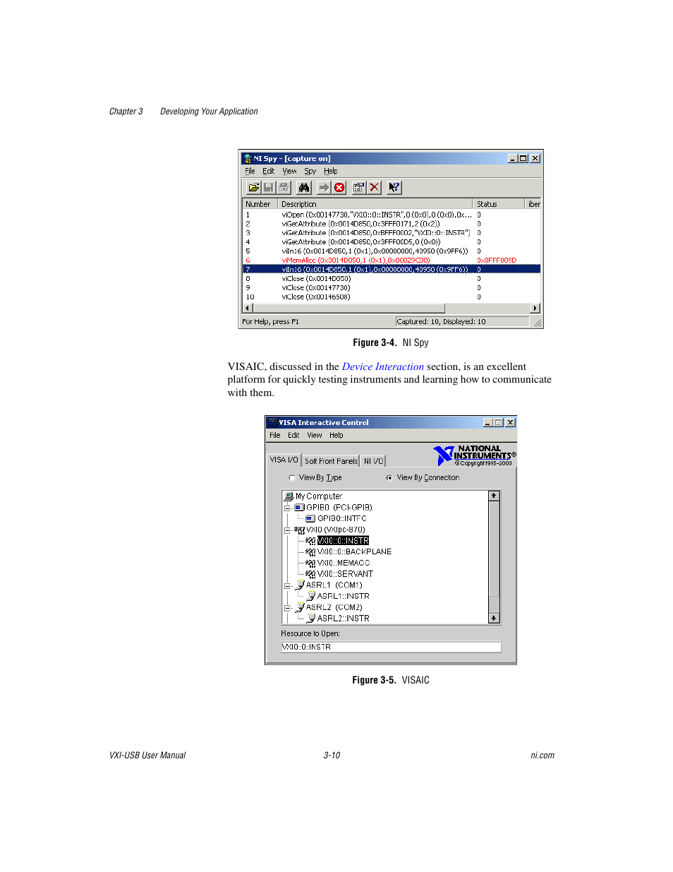 Figure 3-4. ni spy, Figure 3-5. visaic | National Instruments VXI-USB User Manual | Page 29 / 61