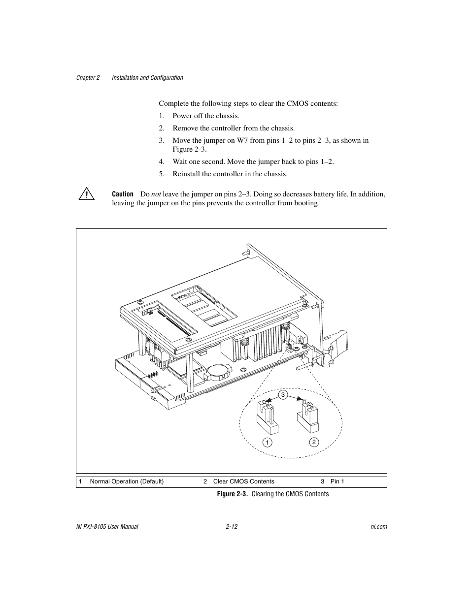 Figure 2-3. clearing the cmos contents | National Instruments PXI NI PXI-8105 User Manual | Page 26 / 73